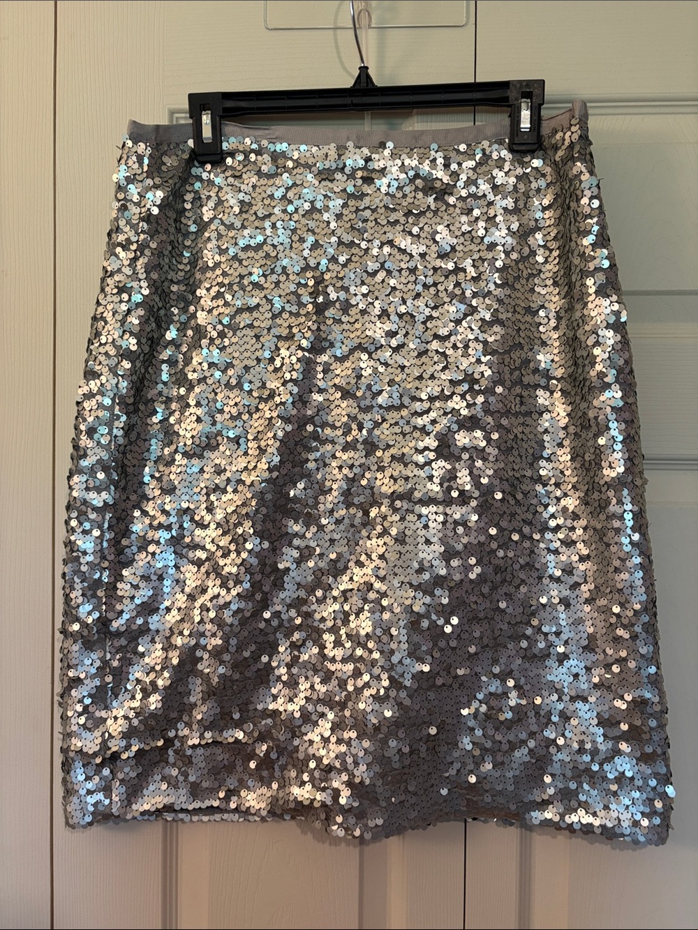 J. Crew matte silver sequins pencil skirt